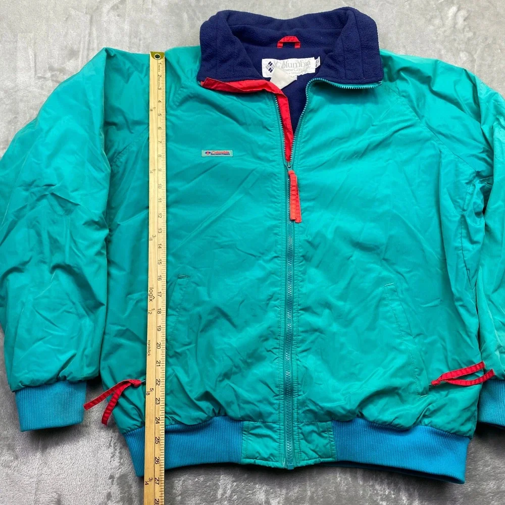 Vintage Columbia Sportswear Teal Green Windbreaker Jacket Mens Large Tall Radial
